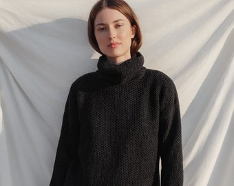 Cashmere wool pullover turtleneck top, Knitted minimal scandi woolen sweater, Merino women knitwear, Luxury hand knit sweater top/ BEATRICE