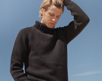 Hygge wool pullover sweater men, Merino wool turtleneck, Warm autumn knitted sweater, Hand knit soft wool scandinaviand men jumper / DAVID