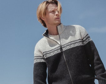New Wool Sweater for Men with Ornaments, Scandinavian Style 100% Woolen Top for Men, Christmas Sweater Gift for Men / LEONARDO