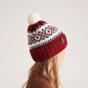 Wool Beanie Hat for Kids, Wool Winter Accessories, Knitted soft wool pom pom hat, Toddlers winter hat and scarf