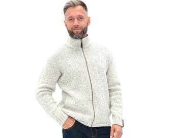 Scandinavian Style Light Melange Woolen Men's Sweater, Handmade Pure New Wool Sweater for Fathers day NOLAN