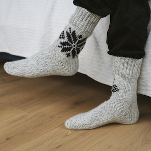 Ready to Ship Natural Wool Knitted Socks, Unisex Winter Boots Socks, Breathable Woolen Socks, Christmas Gift for Dad