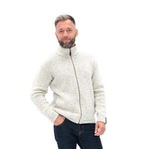 Skandinavischer Stil Light Melange Wollpullover für Herren, handgefertigter reiner Schurwollpullover für den Vatertag / CAMERON