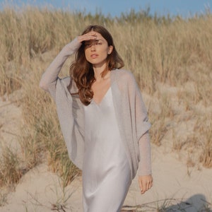 Oversize-Strick-Mohair-Wrap, Frauen-Braut-Cardigan, Mohair-Cape-Wrap, Sommer-Pullover, Frauen-Sommer-Schal, Light Mohair Shrug / DIANA
