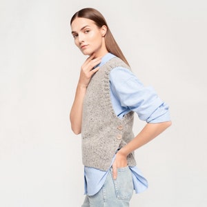 Handcrafted Womens Sweater Top in Merino Wool and Mohair - Merino wool Gilet For Women, Tweed Vest for Women / GABBI