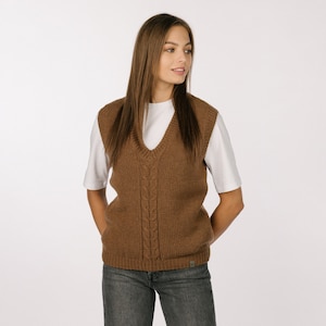 Romantic Style Cashmere Merino Vest Top, Chunky Knitted Vest Top, Womens Sweater Vest, Handmade wool vest, Vintage Merino Vest / ANNE