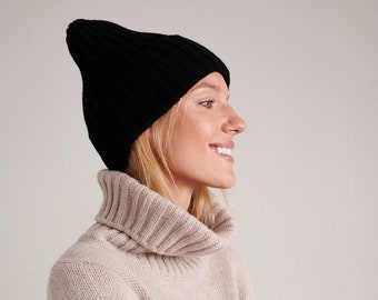 Bonnet tricoté de style scandinave, bonnet en laine de cachemire, chapeau en laine tricoté à la main, bonnet d'hiver en laine mérinos chaude, chapeau en laine douce