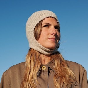 Elegant Women Cap, Chunky Knit Adult Bonnet Hat, Women Hat with Ties, Women crochet bonnet Winter Hat, Women Knit Hood, Aviator Hat / AMELIA