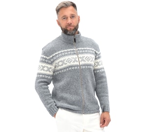 Scandinavian Style Natural Grey Woolen Men's Sweater, Handmade Pure New Wool Sweater, Hand Knitted Men's Jumper / HANS