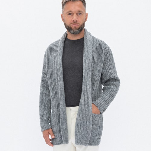 Merino Wool Natural Gray Cardigan for 