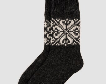 Ready to Ship Wool socks | Hand knitted socks | Black socks | Unisex socks | Soft wool socks | Organic socks