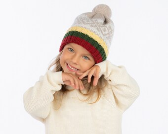 Colorful Beanie Hat for Kids, Double Layer Wool Hat, Knitted Baby Hat for Girls Boys, Fall and Winter Kids Warming Accessories