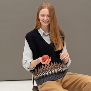 Alpakawolle Skandinavische Damenweste, Gestrickte Weiche Merino Weste, Handgestrickte Wollpullover Weste, Hygge Geschenk / SILVIA