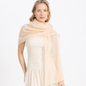 Ivory Bridal Knit Shawl, Sheer Mohair Wedding Cover up, Elegant Wrap for Bride, Lightweight Wedding Scarf, White Scarf for Bride / ANNA