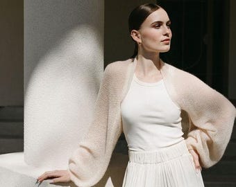 Mohair Wrap Modern Wedding Shrug, Wedding Sweater Cover Up, Wedding Mohair Cape Shawl, Bridal Cover up, Women wedding shawl scarf /ELIZABETH