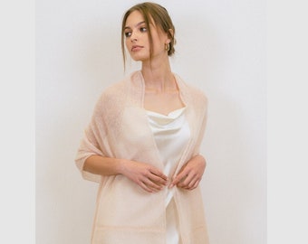 Bridal Shoulder Scarf, Hand knited mohair cover up, Wedding Elegant Shawl Wrap, White lightweight summer shawl, bridesmaids scarf / HANNA