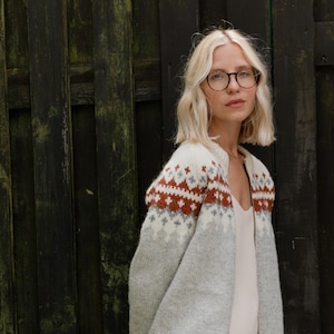 Soft Merino Wool Jumper, Scandi Style Knitted Merino Sweater, Womens Cosy Sweater with zip SNOW