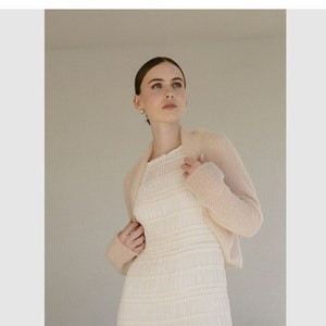Modern Knit Shawl Mohair Shoulder Wrap, Classy Lightweight Bolero Shrug, White Mohair Wedding Shawl, Elegant Cover up for Dress / AURA