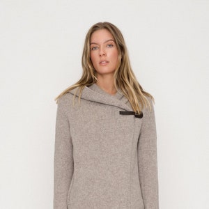 Manteau en laine surdimensionné pour femmes, manteau en laine pour femmes de printemps avec une boucle en cuir MONA image 1