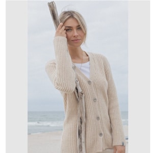 Knitted buttoned mohair wool jumper, Pure wool soft sweater, Women hand knit woolen cardigan, Elegant warm cosy cardigan HARMONY