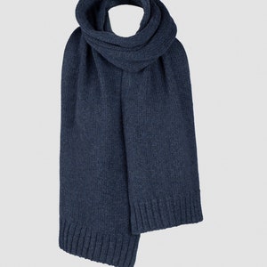 Mens Cashmere wool scarf, long wolen scarf, Cosy smart casual scarf, Sustainable wool scarf, Gift for Dad dark blue