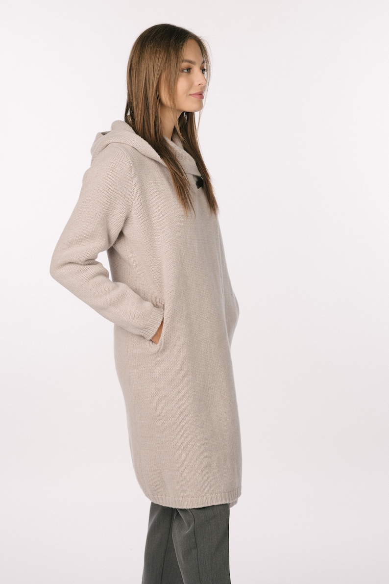 Manteau en laine surdimensionné pour femmes, manteau en laine pour femmes de printemps avec une boucle en cuir MONA image 5