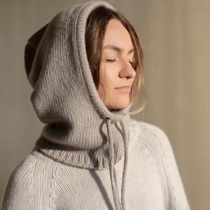 Cashmere Wool Knit Balaclava Hood: Balaclava Hooded Cowl, Cozy Winter Ski Mask, Nordic Woolen Hood in Scandinavian Style / HELENA