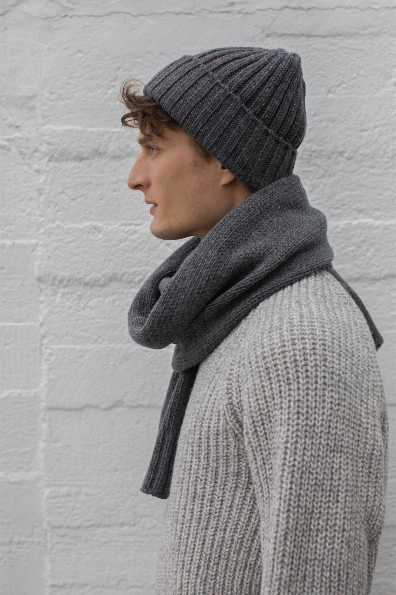 Mens Cashmere wool scarf, long wolen scarf, Cosy smart casual scarf, Sustainable wool scarf, Gift for Dad image 4