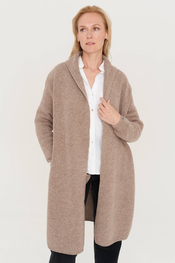 Knitted Cashmere Wool Cardigan Long 