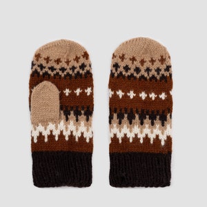 Natural wool Bernie Sanders woolen mittens, Winter crochet gloves, Bernie mittens knit, Warm brown mittens, Bernie Sanders fingerless gloves image 2