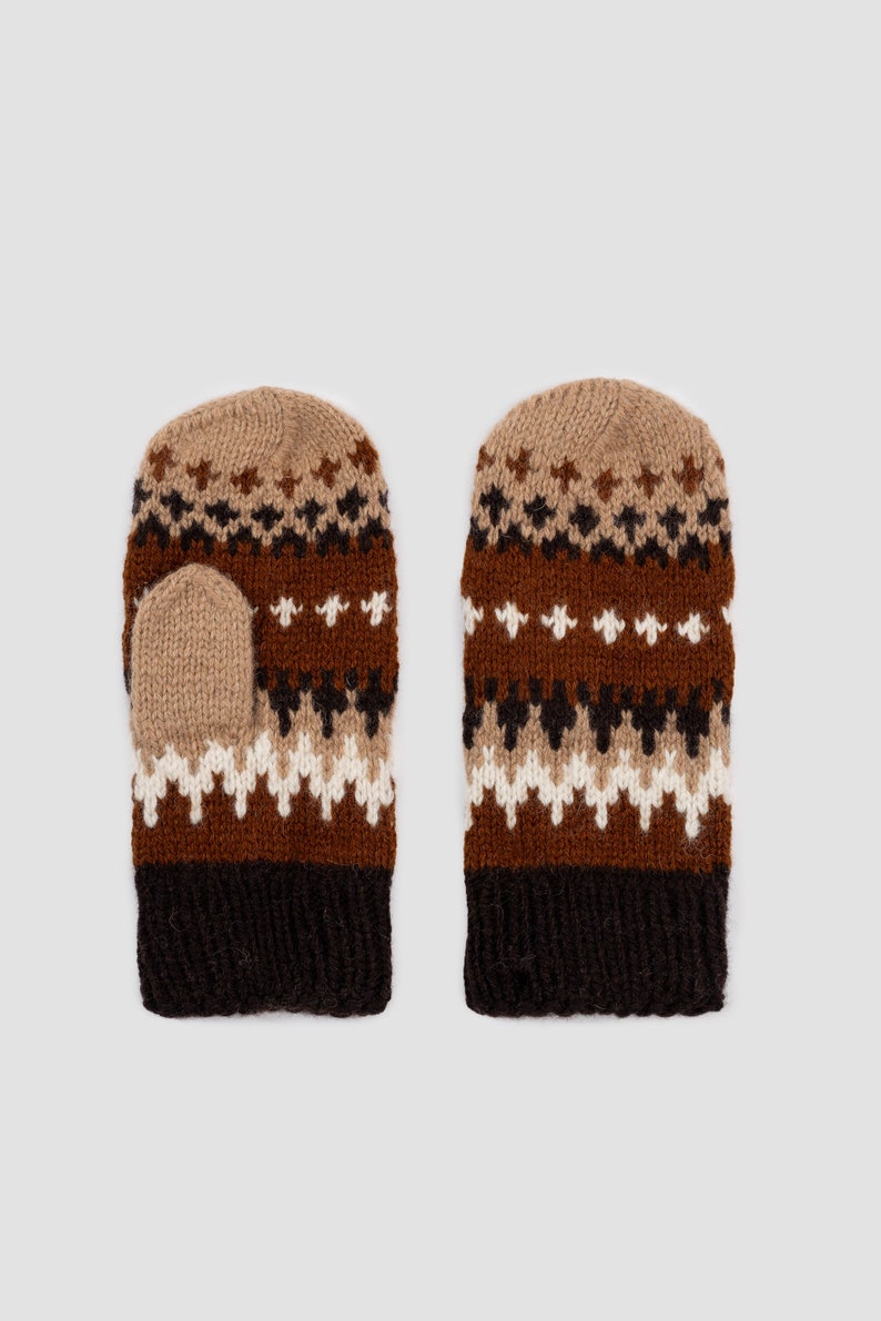 Natural wool Bernie Sanders woolen mittens, Winter crochet gloves, Bernie mittens knit, Warm brown mittens, Bernie Sanders fingerless gloves image 2