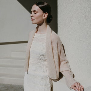 Wedding Bolero Shrug, Hand Knit Mohair Cover up, Soft Mohair Open Front Cardigan, Elegant Mohair Sweater / ADELE