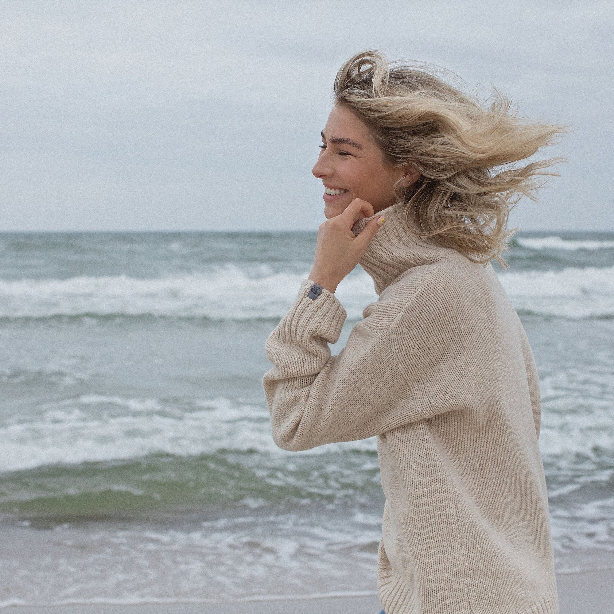 Beige Knit Sweater Women – Chunky Ribbed Pullover, Cozy Fall Winter ...