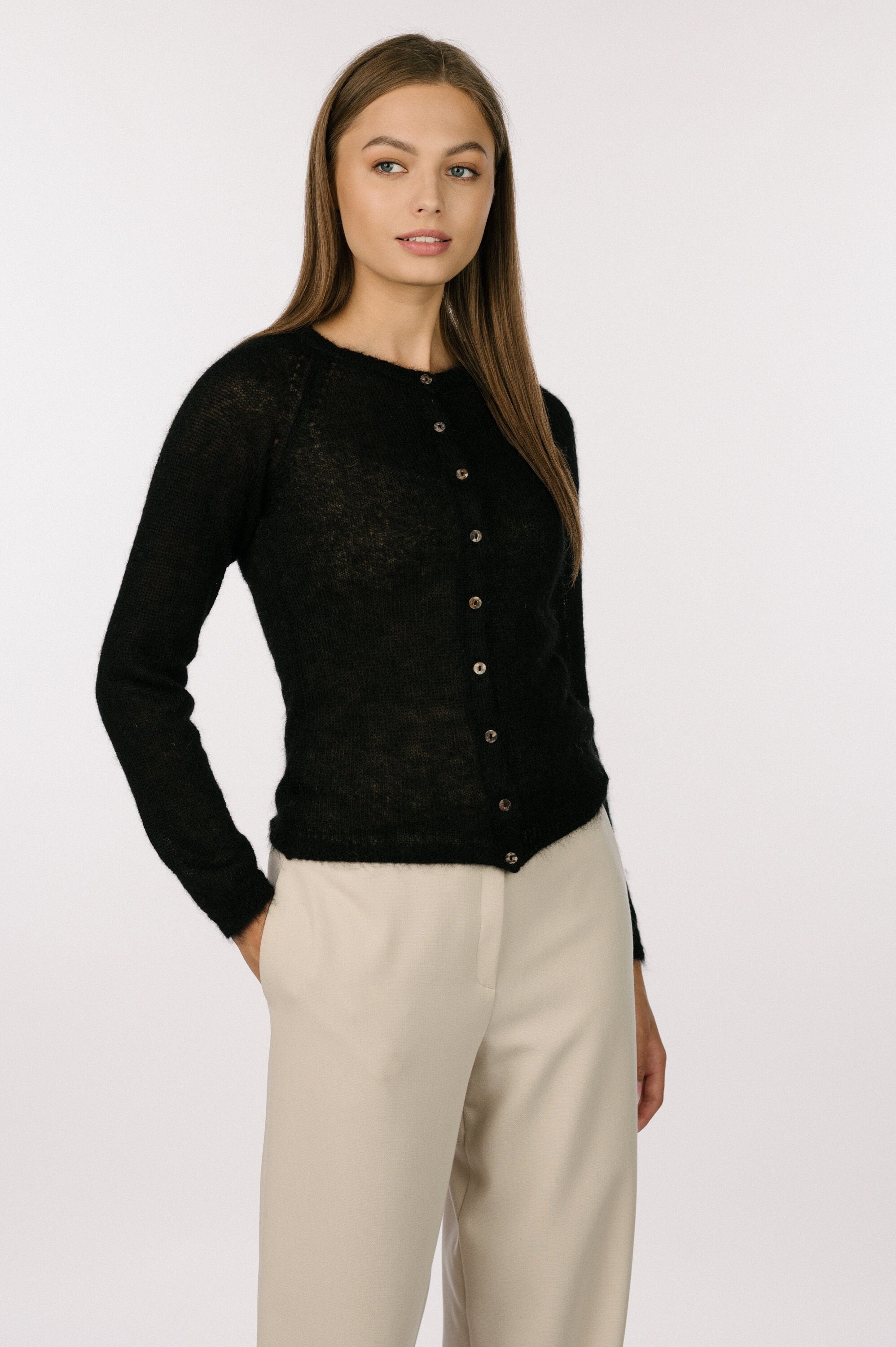 Black silk cardigan hot sale