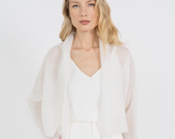Mohair Bridal Cover up, Elegant Wedding Shawl, Classy Knit Jacket, Soft Sweater Cardigan / ADELE