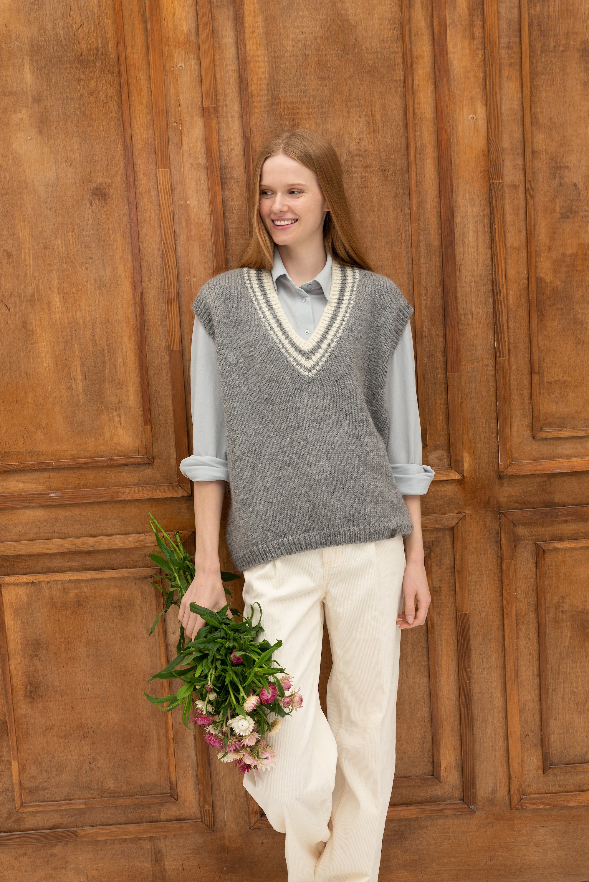 Merino Wool Women's Vest, Hand Knitted Minimalist Vest, Knit
