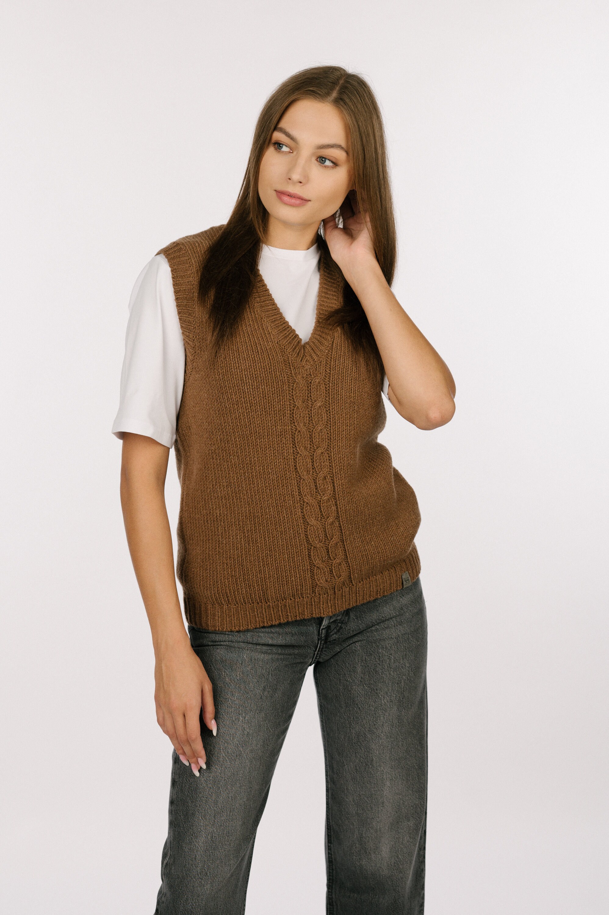 Chunky Knitted Vest Top, Womens Woolen Sweater Vest, Premium