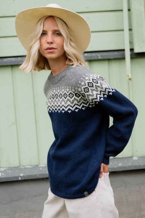 handgebreide trui Kleding Dameskleding Sweaters Pullovers IJslandse wollen trui klaar voor verzending Merino wollen trui Scandinavische trui 