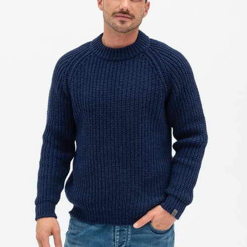 Hand Knitted 100% WOOL Pullover Men Sweater Turtleneck SOFT - Etsy