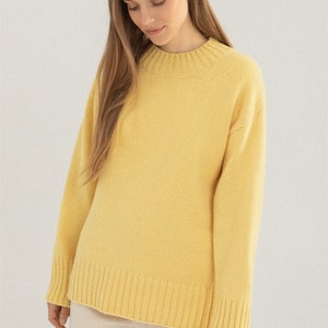 Merino wool minimalistic jumper, Supreme cashmere woolen sweater, Women all season sweater, Cosy soft woolen knitted top sweater FRESCO yellow