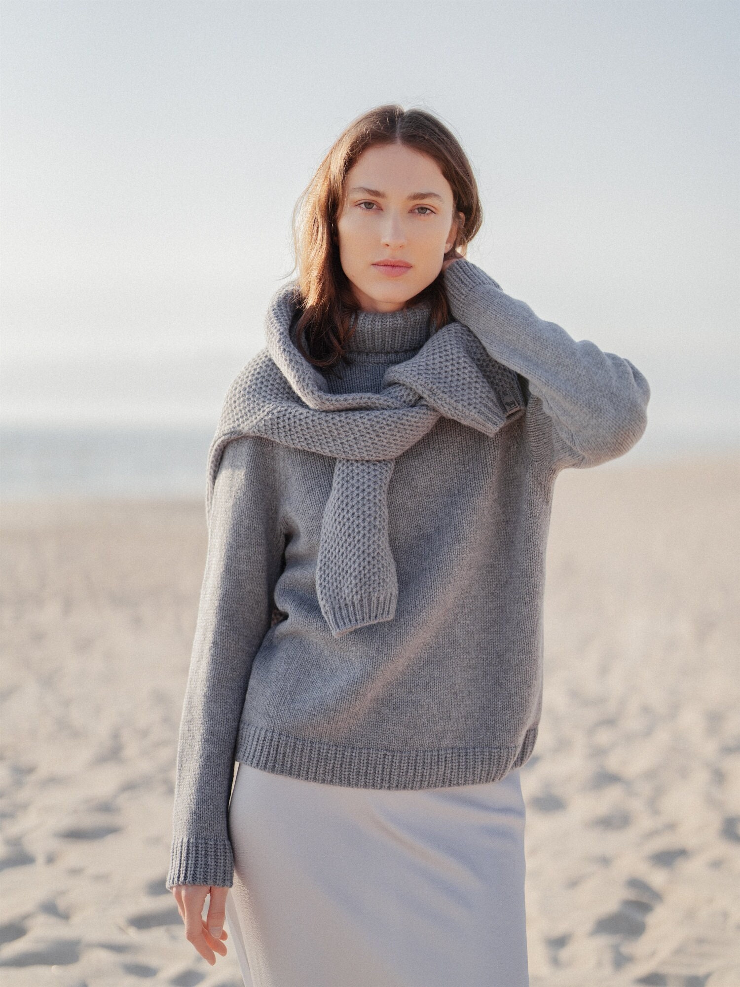 High neck wool sweater clearance