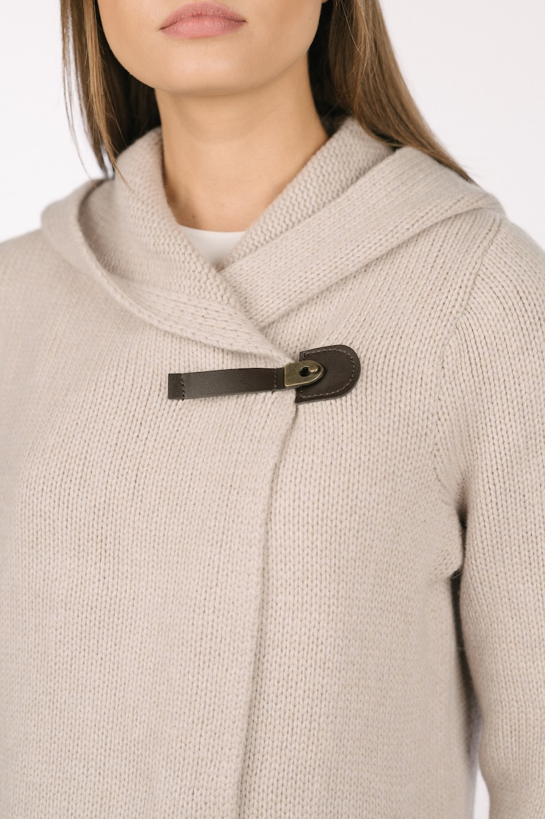 Manteau en laine surdimensionné pour femmes, manteau en laine pour femmes de printemps avec une boucle en cuir MONA image 6