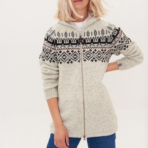 Knitted Wool Jumper, Hooded Jacket with Zip, Organic Wool Sweater for Women SKY zdjęcie 4