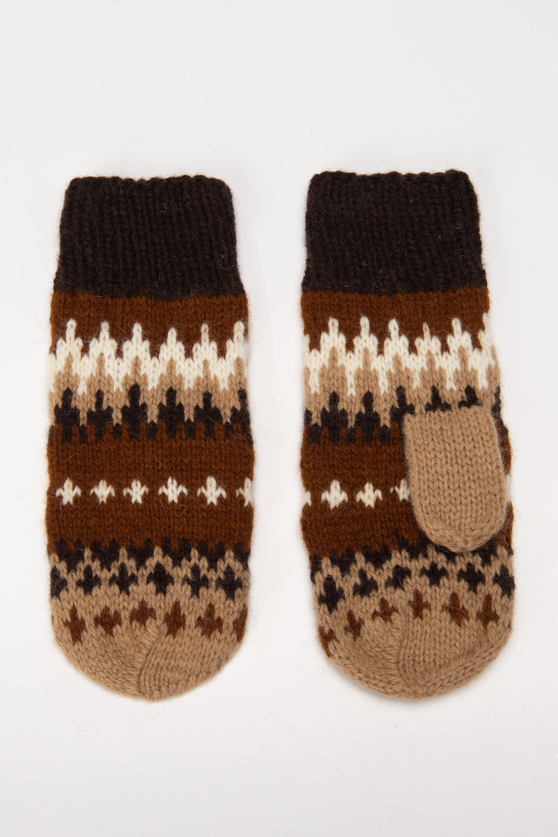 Natural wool Bernie Sanders woolen mittens, Winter crochet gloves, Bernie mittens knit, Warm brown mittens, Bernie Sanders fingerless gloves image 7