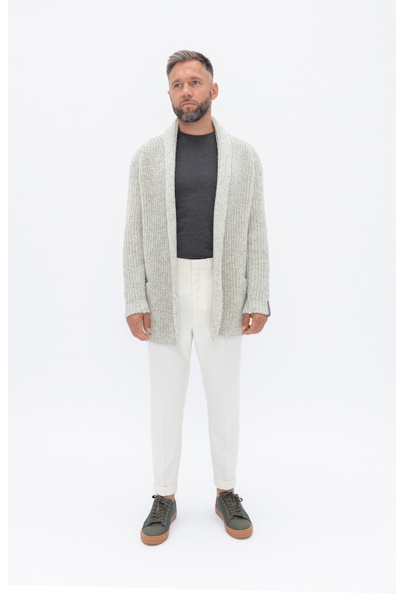 Supreme Merino Wool Men's Cardigan With Pockets, Scandinavian