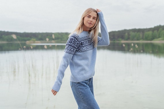 Hygge Cashmere Pullover Sweater, Merino Wool Icelandic Sweater Top, Knitted Crew Neck Sweater, Woolen winter sweater / FLORA