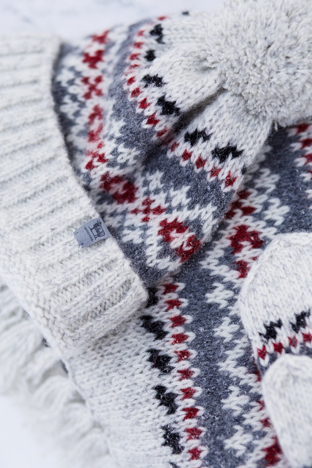 Warm Woolen Scarf With Tassels, Scandinavian Style Knitted