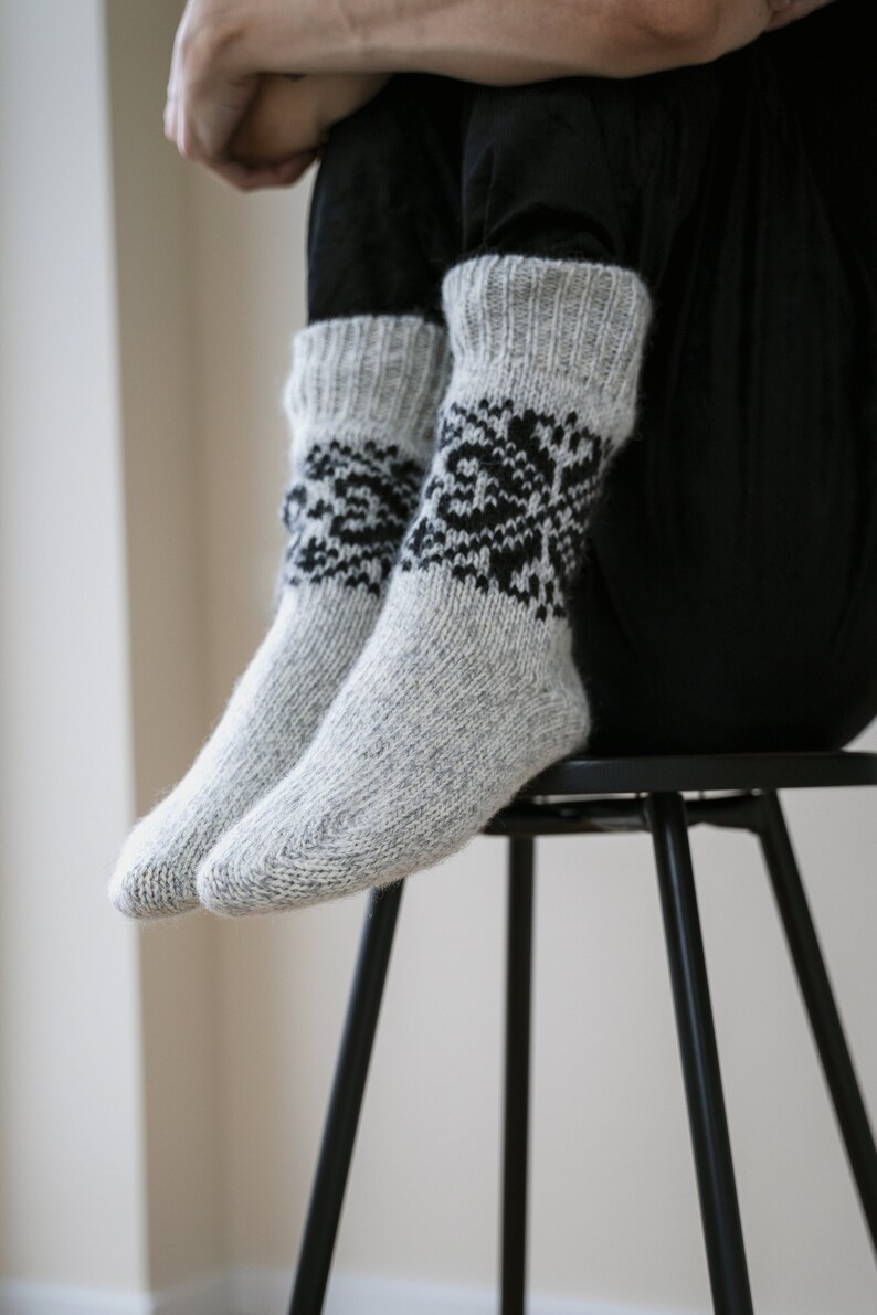Ready to Ship Wool socks for Christmas Hand knitted socks Unisex socks Soft wool socks Organic socks Christmas Gift Idea light melange