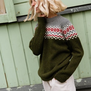 Nordic Merino Wool Jumper, Simple Womens Green Pullover, Knitted Woolen Sweater in Scandi Style TORI image 6