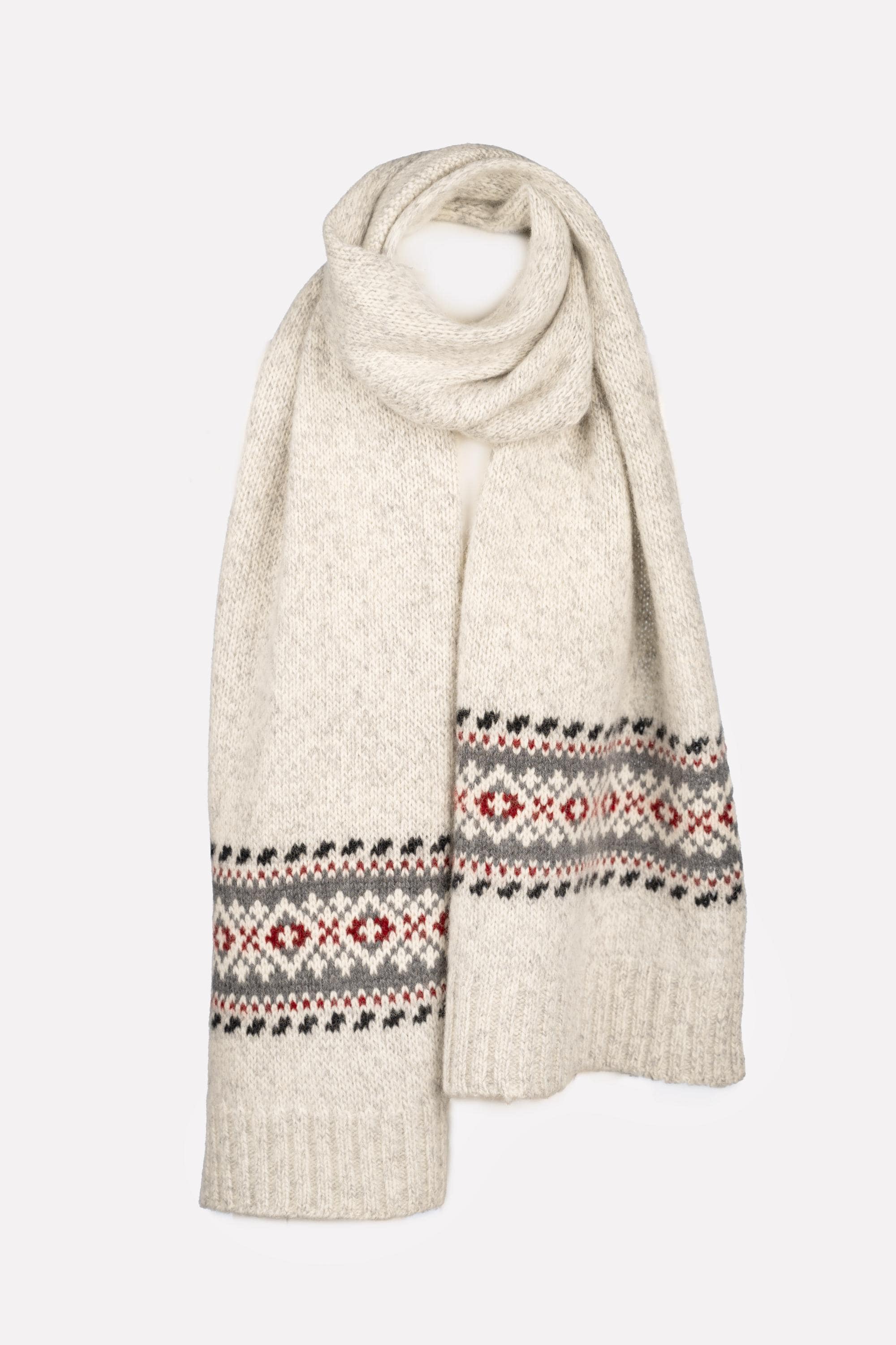 Warm Woolen Scarf With Tassels, Scandinavian Style Knitted